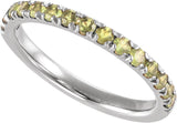 10K Gold Round Natural Peridot Birthstone Stackable Ring - White Gold - view 4