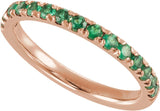 10K Gold Round Natural Emerald Birthstone Stackable Ring - Rose Gold - view 4