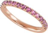 10K Gold Round Natural Pink Tourmaline Birthstone Stackable Ring - Rose Gold - view 4