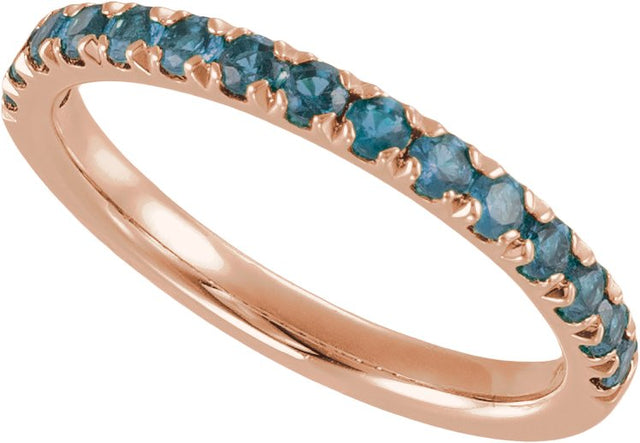 10K Gold Round Natural London Blue Topaz Birthstone Stackable Ring - Rose Gold - view 4