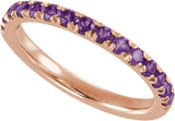 10K Gold Round Natural Amethyst Birthstone Stackable Ring - Rose Gold - view 4