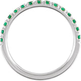 10K Gold Round Lab-Grown Emerald Birthstone Stackable Ring - White Gold - view 2