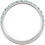 10K Gold Round Natural Aquamarine Birthstone Stackable Ring - White Gold - view 2