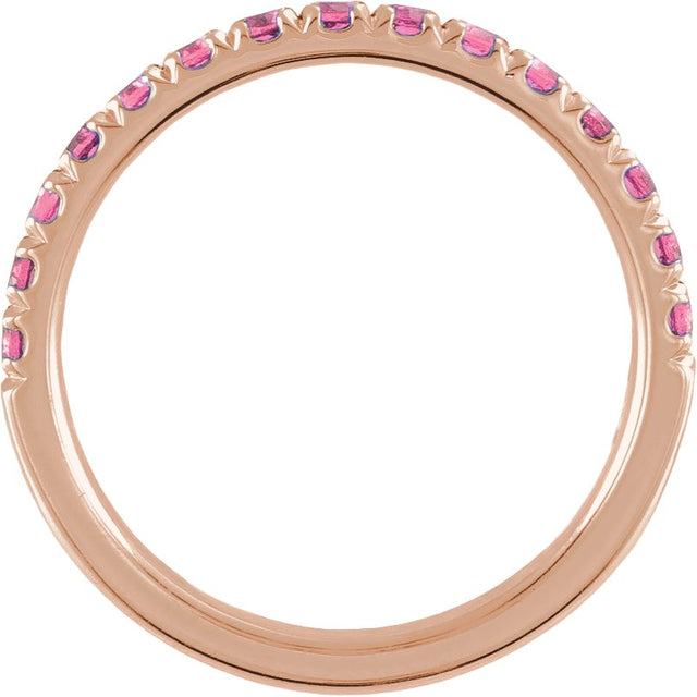 10K Gold Round Natural Pink Tourmaline Birthstone Stackable Ring - Rose Gold - view 2