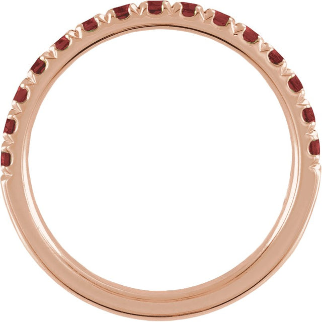 10K Gold Round Natural Mozambique Garnet Birthstone Stackable Ring - Rose Gold - view 2