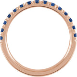 10K Gold Round Natural Blue Sapphire Birthstone Stackable Ring - Rose Gold - view 2
