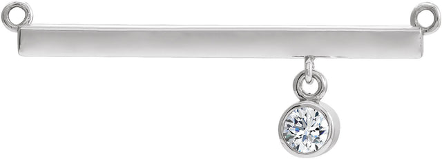 14K Gold Round Lab-Grown Diamond Bezel-Set Bar Necklace – 1/10 CTW - White Gold