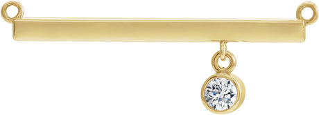 14K Gold Round Lab-Grown Diamond Bezel-Set Bar Necklace – 1/10 CTW - Yellow Gold
