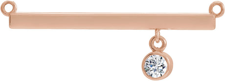 14K Gold Round Natural Diamond Bezel-Set Bar Necklace – 1/10 CTW - Rose Gold