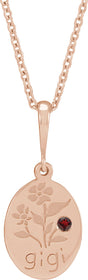 14K Gold Round Natural Mozambique Garnet Gigi Necklace or Pendant - Rose Gold