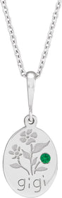Platinum Round Natural Emerald Gigi Necklace or Pendant