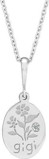 Platinum Round Natural Diamond Gigi Necklace or Pendant
