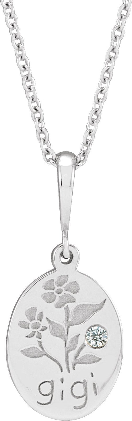 Platinum Round Natural Diamond Gigi Necklace or Pendant