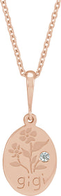 14K Gold Round Natural Diamond Gigi Necklace or Pendant - Rose Gold