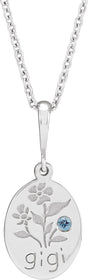 Platinum Round Natural Aquamarine Gigi Necklace or Pendant