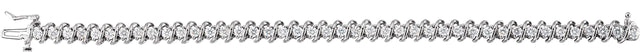 14K Gold Round Natural Diamond Line Bracelet – 3 1/3 CTW - White Gold - view 3