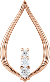 14K Gold Round Natural Diamond Three-Stone Freeform Pendant – 1/2 CTW - Rose Gold