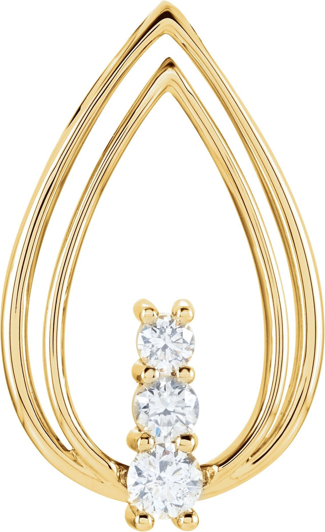 14K Gold Round Natural Diamond Freeform Pendant - Yellow Gold