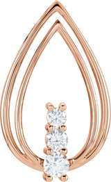 14K Gold Round Natural Diamond Freeform Pendant - Rose Gold