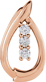 14K Gold Round Natural Diamond Three-Stone Pendant – 3/8 CTW - Rose Gold