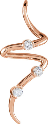 14K Gold Round Natural Diamond Three-Stone Freeform Pendant - Rose Gold