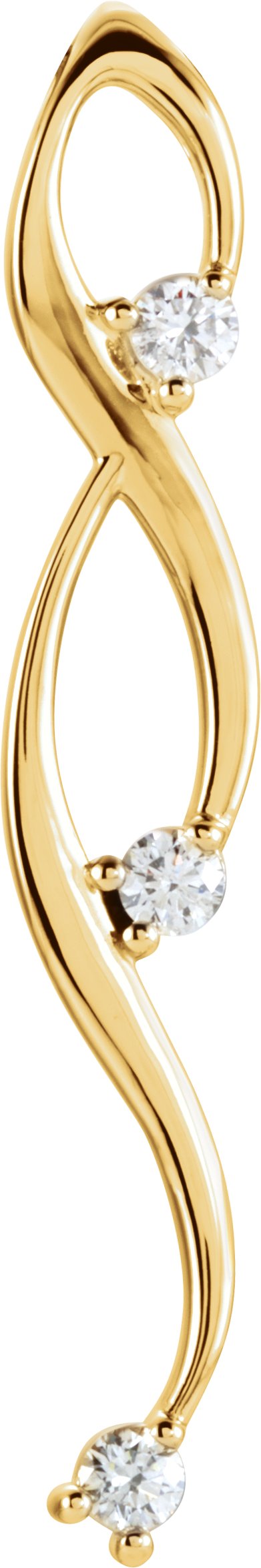 14K Gold Round Natural Diamond Three-Stone Freeform Pendant – 3.4mm Stones - Yellow Gold