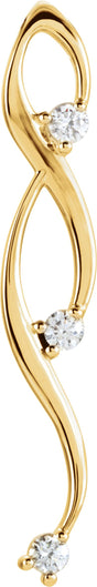 14K Gold Round Natural Diamond Three-Stone Freeform Pendant – 3.4mm Stones - Yellow Gold