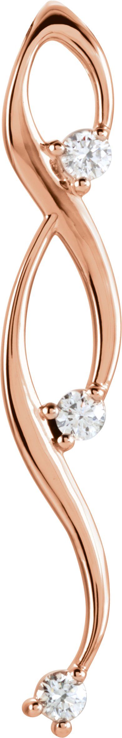 14K Gold Round Natural Diamond Three-Stone Freeform Pendant – 3.4mm Stones - Rose Gold