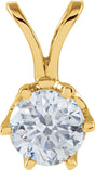 14K Gold Round Natural Diamond Solitaire Necklace - Yellow Gold