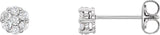 14K Gold Round Natural Diamond Cluster Earrings