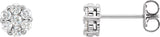14K Gold Round Natural Diamond Cluster Earrings