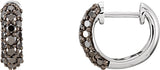 14K Gold Round Natural Black Diamond Pavé-Style Hoop Earrings