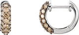 14K Gold Round Natural Brown Diamond Pavé-Style Hoop Earrings