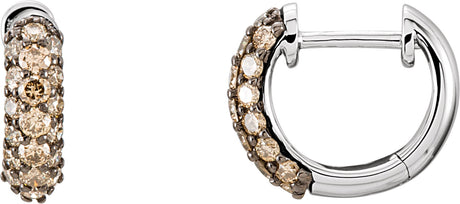 14K Gold Round Natural Brown Diamond Pavé-Style Hoop Earrings