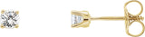 14K Gold Natural White Sapphire Round 4-Prong Youth Birthstone Stud Earrings - Yellow Gold