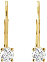 14K Gold Natural Diamond Round Lever Back Earrings - Yellow Gold - view 2