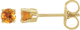 14K Gold Citrine Round 4-Prong Youth Birthstone Stud Earrings - Yellow Gold