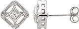 14K Gold Round Natural Diamond Filigree Earrings – 2.1mm Stones