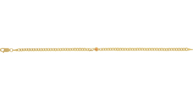 14K Gold Round Natural Citrine Bezel-Set Solitaire Curb Link Bracelet - view 2