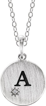 14K Gold Round Natural Diamond Engravable Starburst Necklace or Pendant - White Gold - view 3