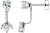 14K Gold Natural Diamond Cluster Front-Back Earring Jackets - White Gold - view 4
