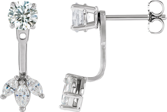 14K Gold Natural Diamond Cluster Front-Back Earring Jackets - White Gold - view 4