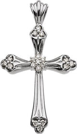14K Gold Round Natural Diamond Accented Cross Pendant – 1/4 CTW - White Gold