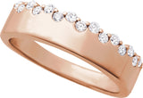 14K Gold Round Natural Diamond Accented Ring – 1.7mm Stones - Rose Gold - view 4