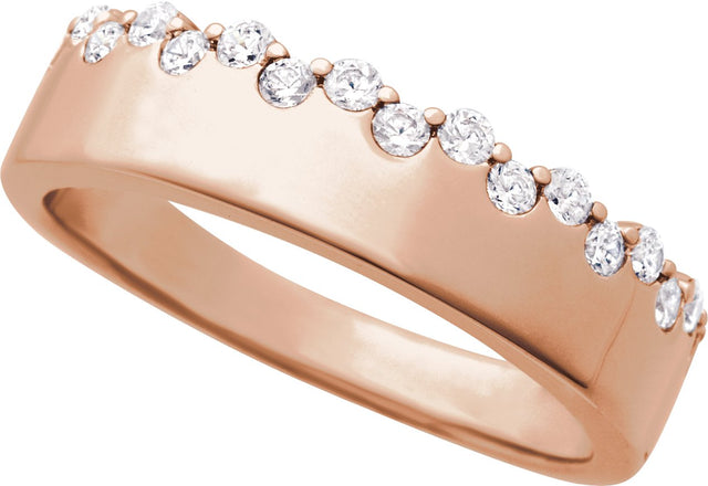 14K Gold Round Natural Diamond Accented Ring – 1.7mm Stones - Rose Gold - view 4