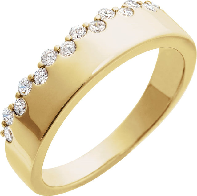 14K Gold Round Natural Diamond Accented Ring – 1.7mm Stones - Yellow Gold