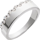 14K Gold Round Natural Diamond Accented Ring – 1.7mm Stones - White Gold