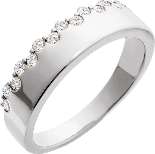14K Gold Round Natural Diamond Accented Ring – 1.7mm Stones - White Gold