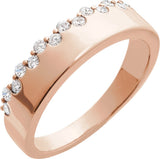 14K Gold Round Natural Diamond Accented Ring – 1.7mm Stones - Rose Gold