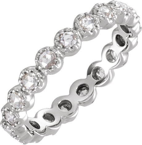 Platinum Round Natural Diamond Rose-Cut Eternity Band